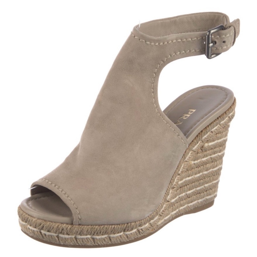 Prada Suede Open-Toe Espadrille Glove Sandals